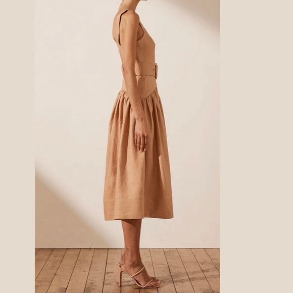 Shona Joy Rosa Linen Midi Dress Desert Rose Size 2 - Picture 2 of 8